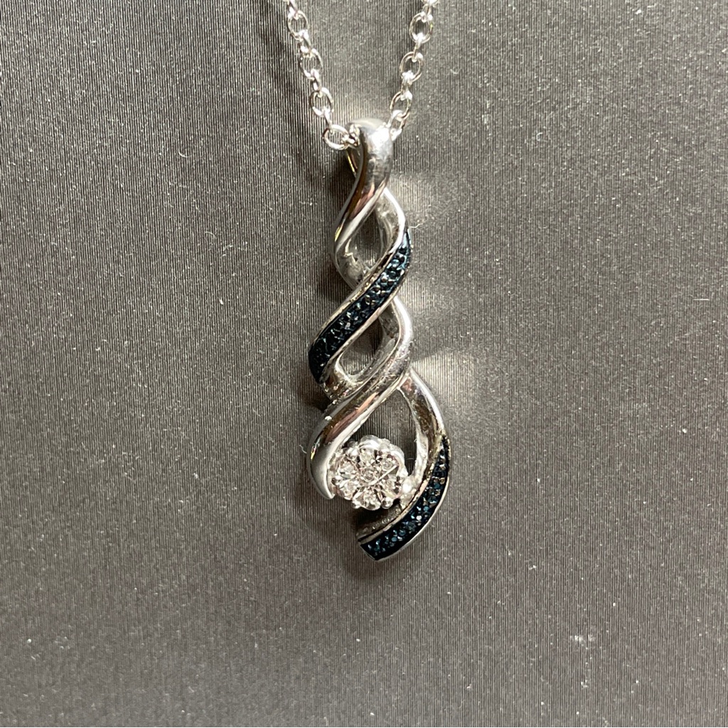 Diamond  Enhanced Blue Diamond Sterling Pendant